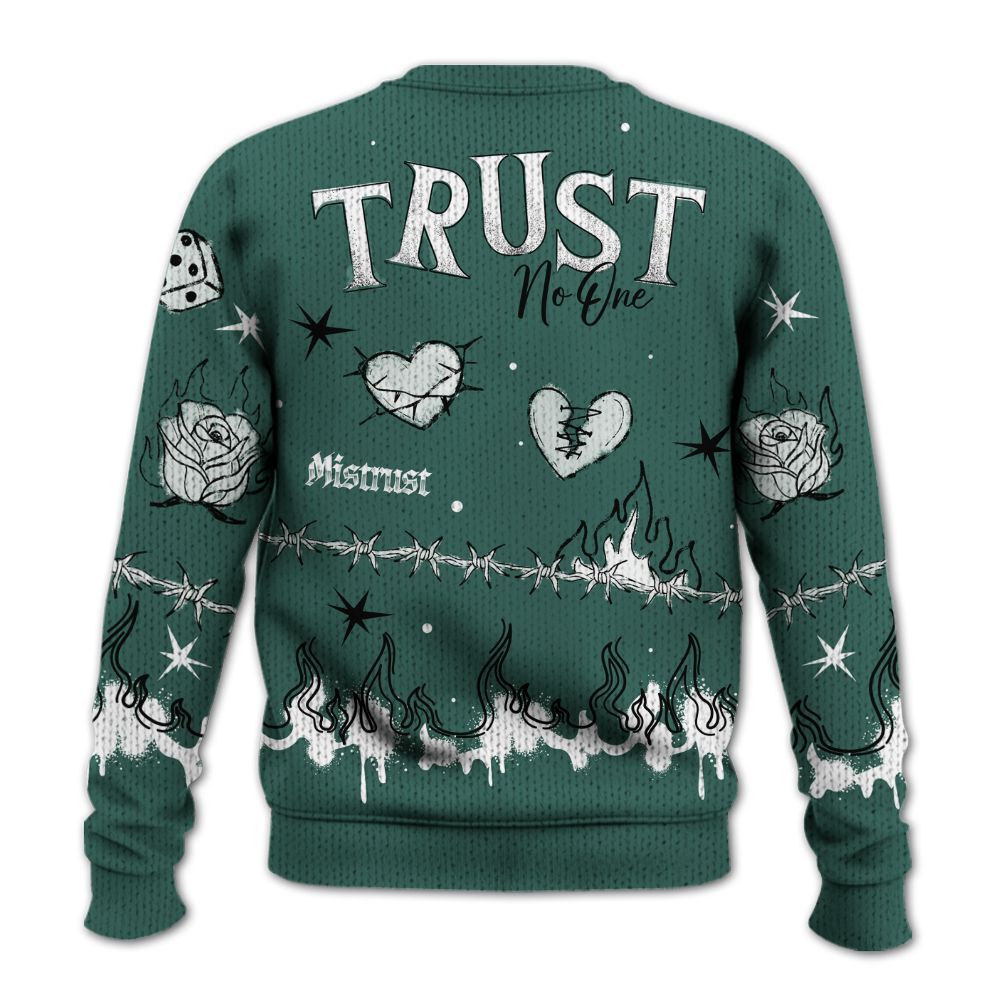 Knitted Sweater To Match Low OG Oxidized Green 1s - Trust No One Snake-Bite Doodle Crayon
