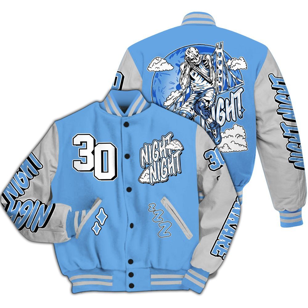 Varsity Jacket To Match University Blue 6s - Seeya Skeleton All Over Print