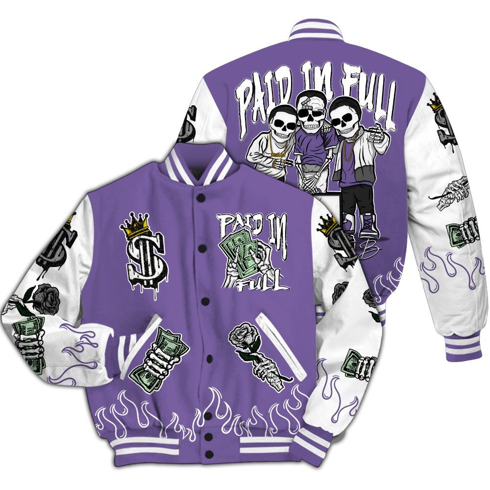 Varsity Jacket To Match Dunk Low Black Raspberry - Fire Everybody Paid In All Over Print