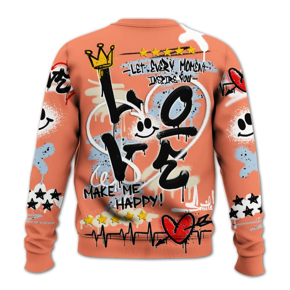 Sweatshirt To Match DJ Khaled Crimson Bliss 5s - Happy Love Beats Graffiti Streetwear All Over Print
