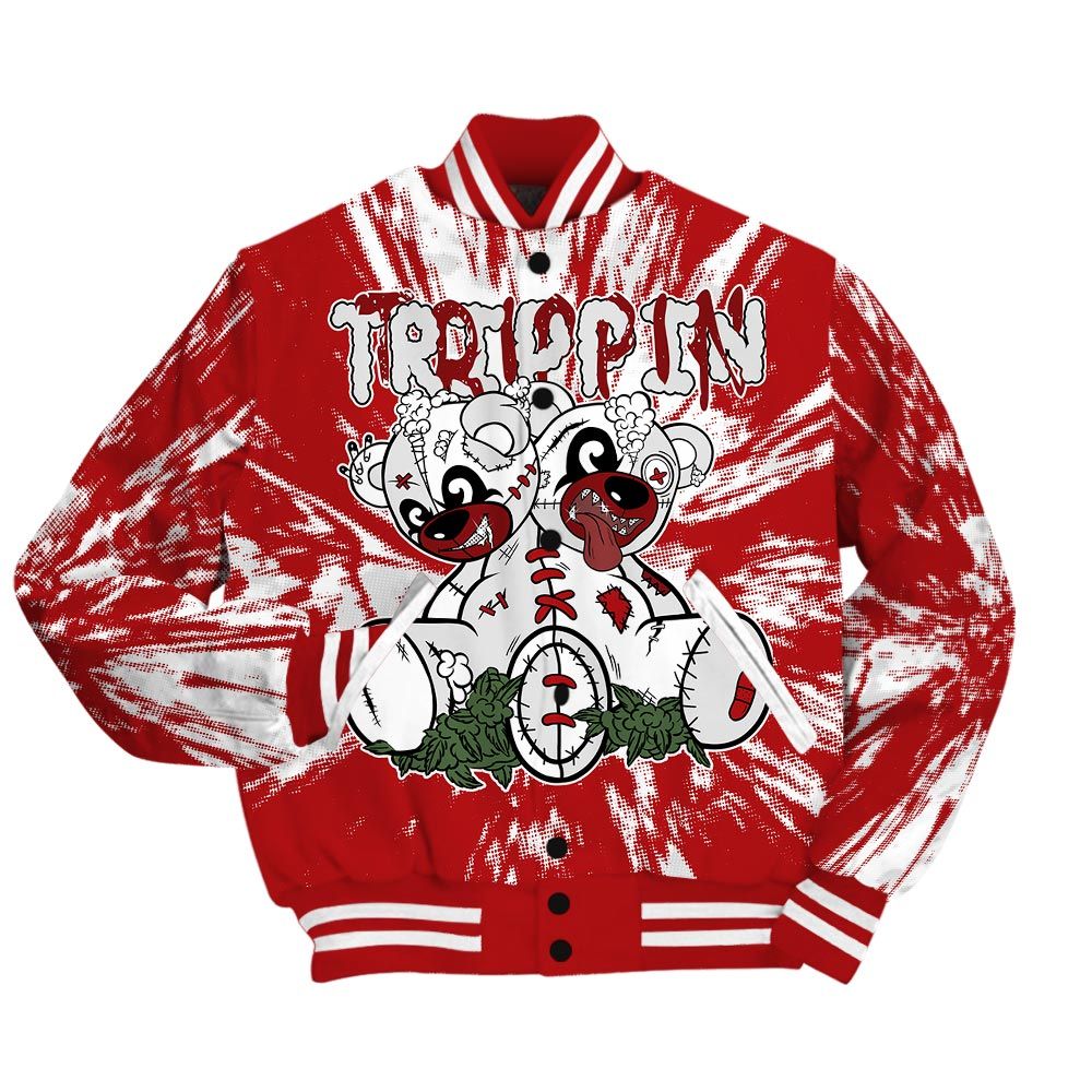 Varsity Jacket To Match Red Taxi 12s - Trippin Bear Luxury Varsity Jacket Unisex