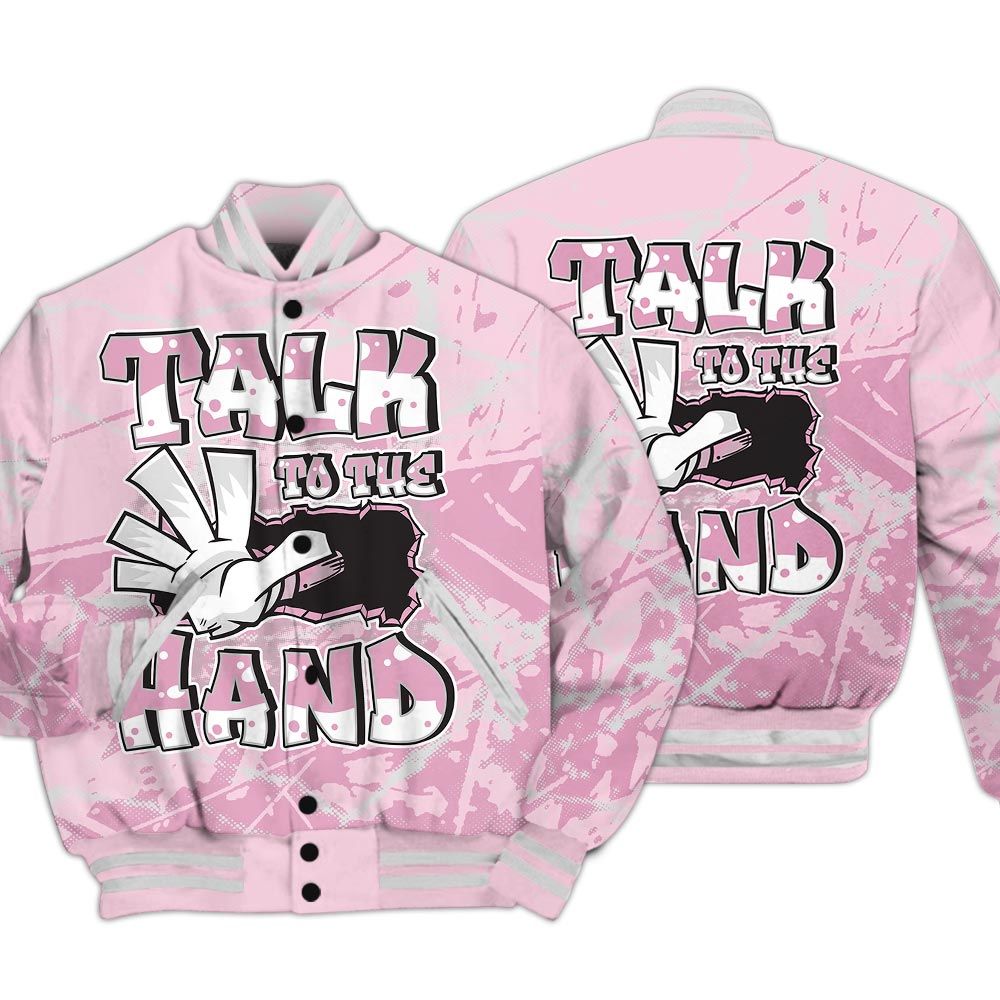 Varsity Jacket To Match Orchid 4s - Talk To Hand Profound Graphic Varsity Jacket Unisex