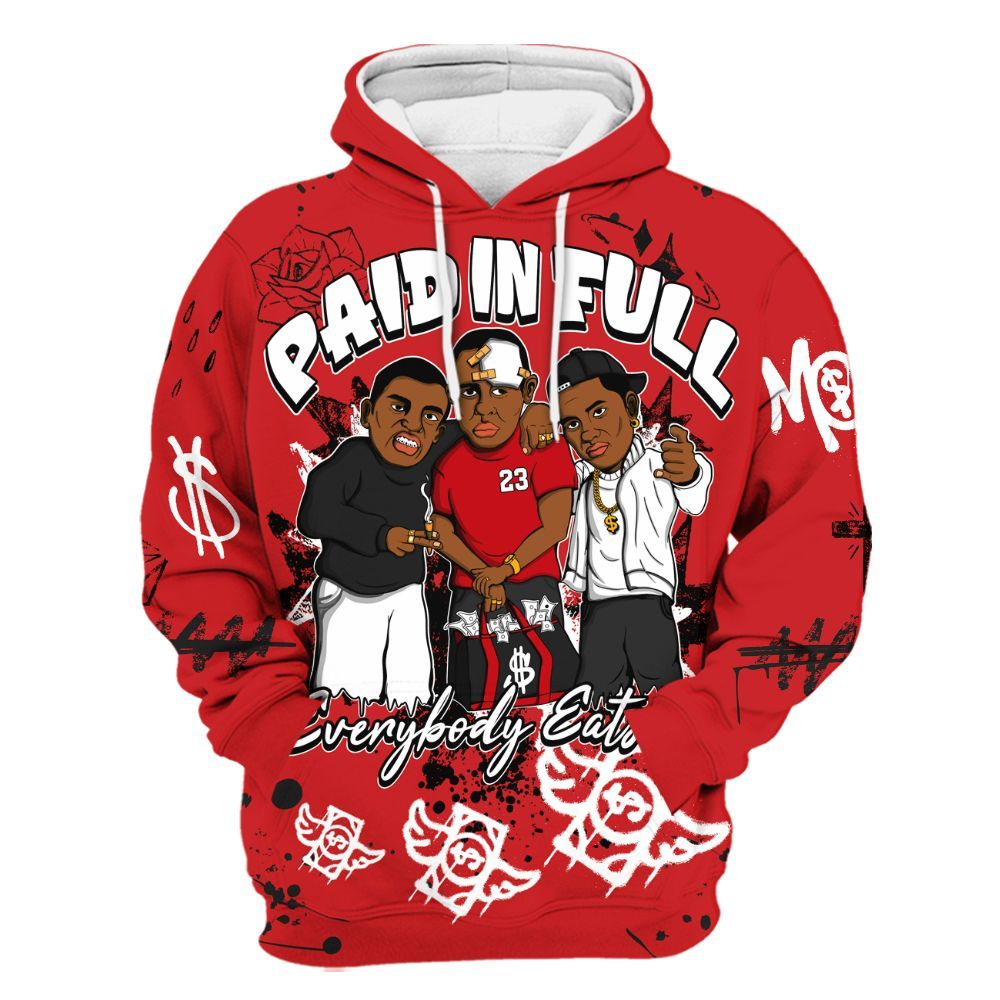 Hoodie To Match Bloodline 12s - Everybody Paid In Full Crayon All Over Print