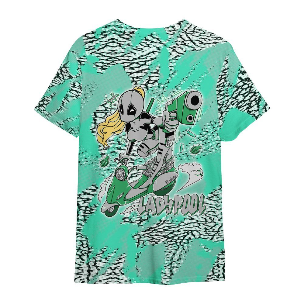 Shirt To Match Black Green Glow 3s - Lady Pool Cartoon Abstract Halftone All Over Print