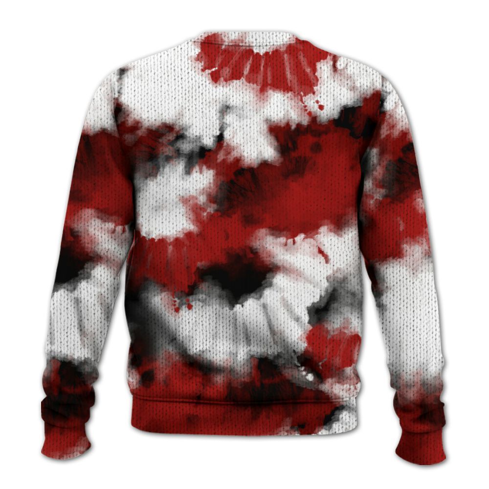Knitted Sweater To Match High OG Varsity Red 1s - Tie Dye FK Around Find Out