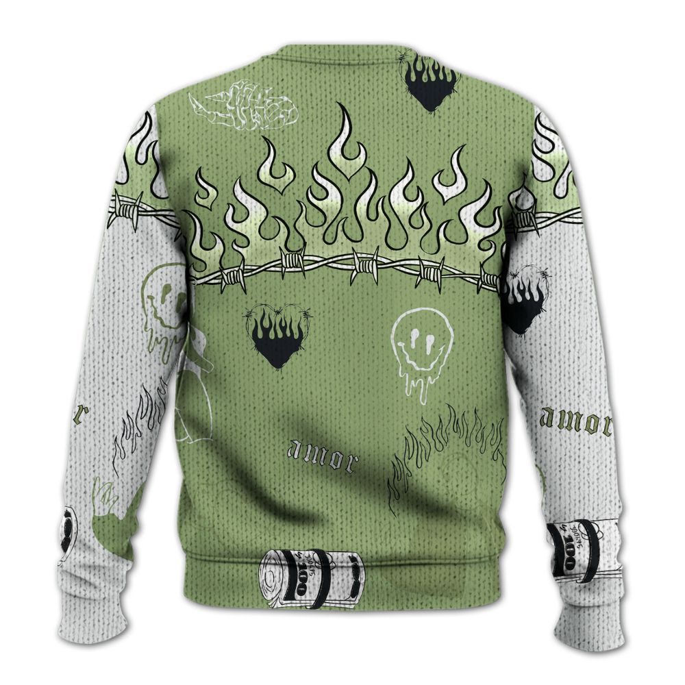 Knitted Sweater To Match Oil Green 4s - Snake Trust No One