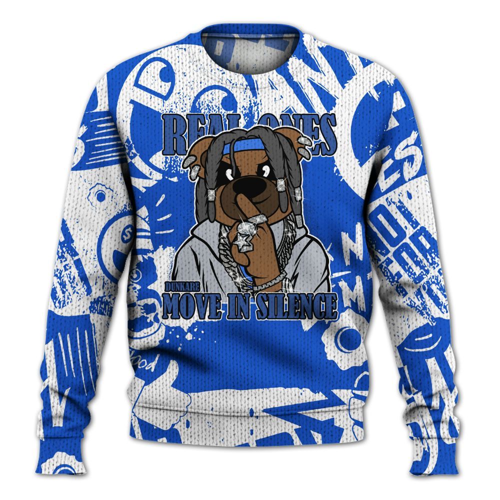 Knitted Sweater To Match Air Foamposite One Royal - Silent Achievers Bear Monogram Graffiti