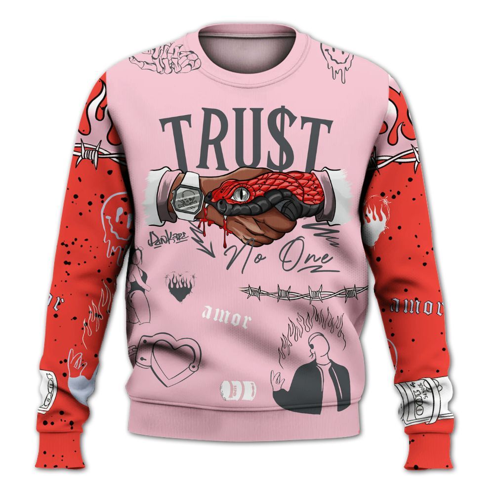 Sweatshirt To Match Retro Awake Arctic Pink - Snake Trust No One All Over Print