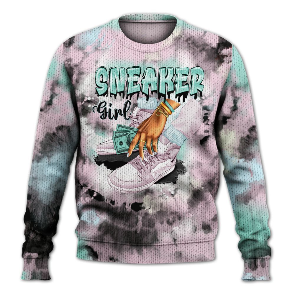 Knitted Sweater To Match Retro Easter 5s - SNEAKER Girl Money Drip Tie Dye