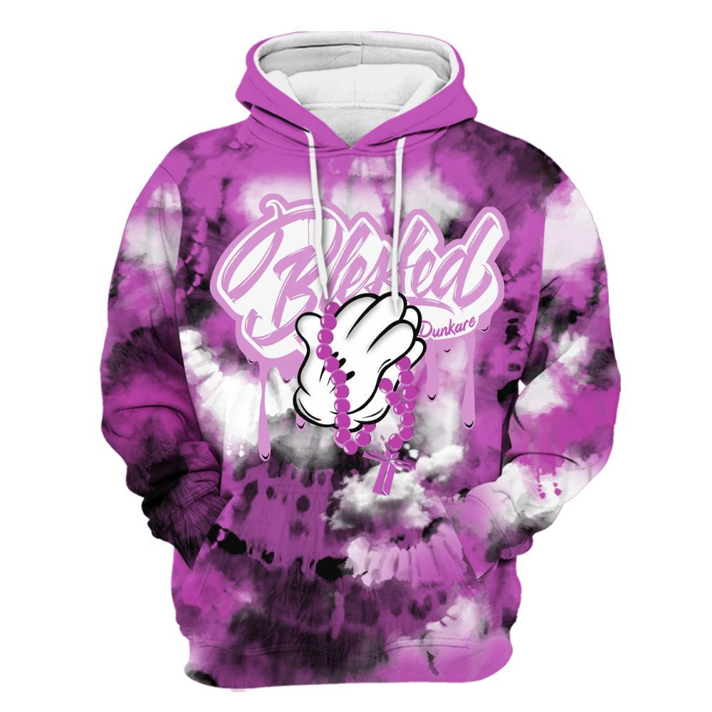 Hoodie To Match Hyper Violet 4s - God Blessed Tie Dye All Over Print