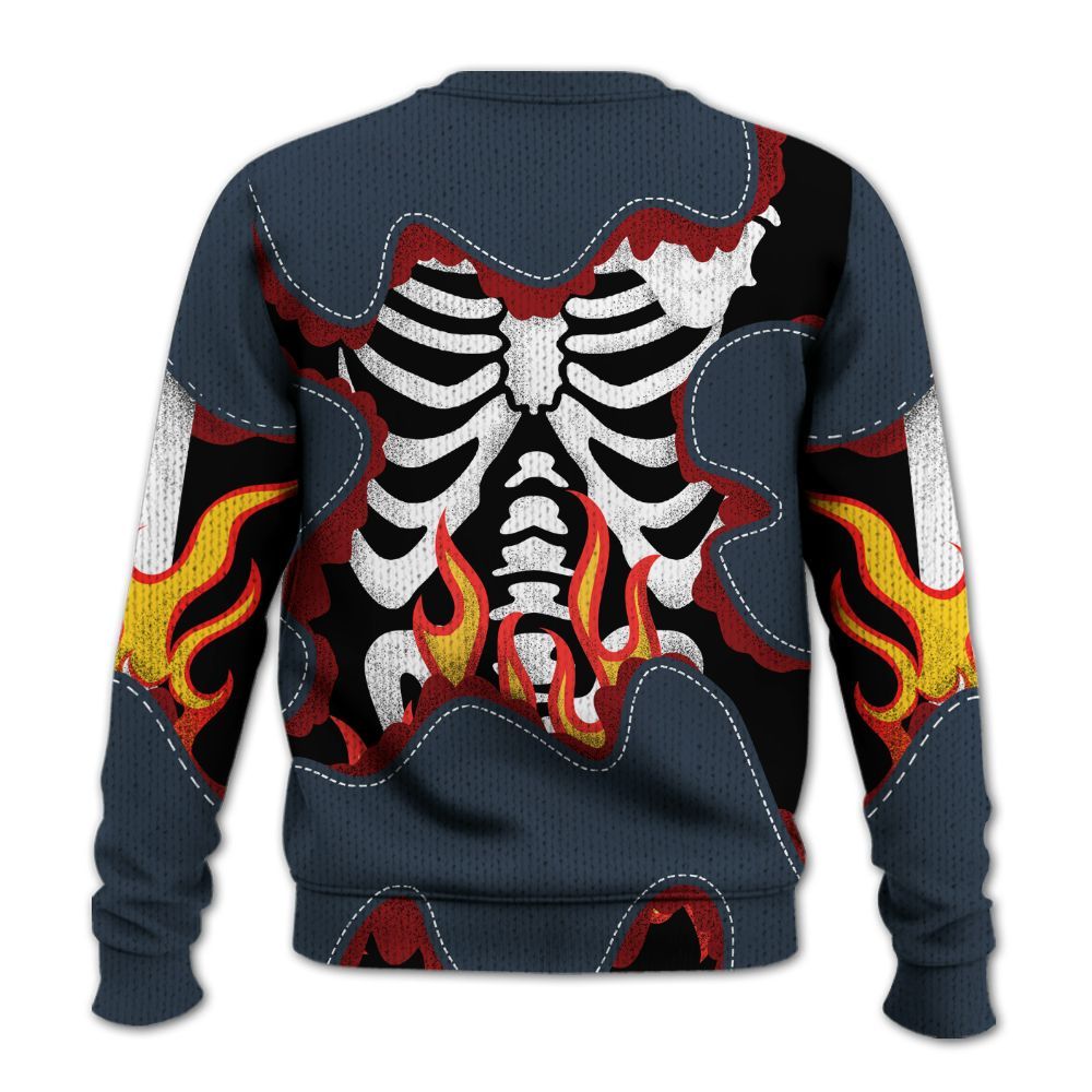 Knitted Sweater To Match Retro Olympic 6s - Skeleton Burning Heart Drip