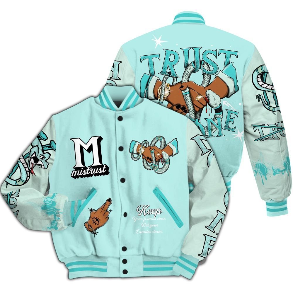 Varsity Jacket To Match Low OG Washed Teal 1s - Trust No One Snake-Bite Street Style All Over Print