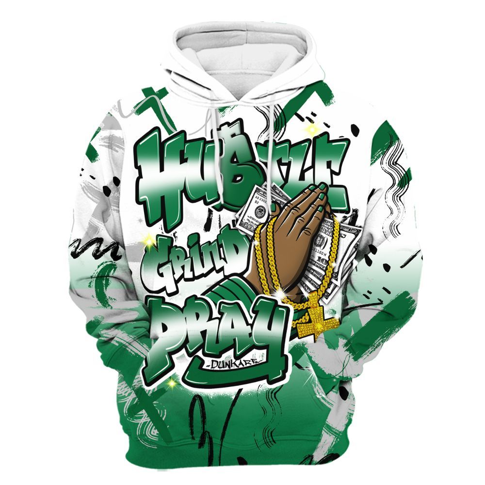 Hoodie To Match Pine Green 13s - Money Hustle Grind Pray All Over Print