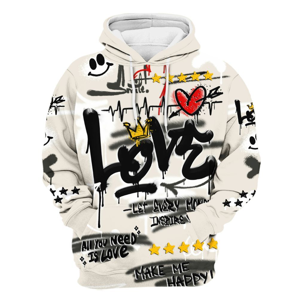 Hoodie To Match Air Max Plus Moonlight Swarovski - Happy Love Beats Graffiti Streetwear All Over Print