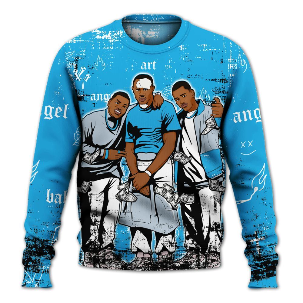 Sweatshirt To Match University Blue Low 2026 11s - Paid In Full Money All Over Print