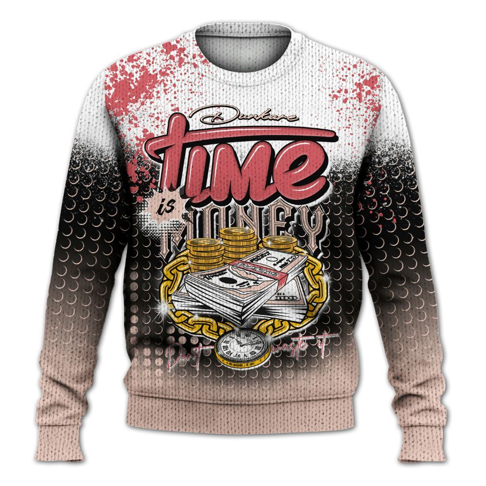 Sweater To Match Washed Coral 2s Shirt, Halftone Time Is Money Graphic