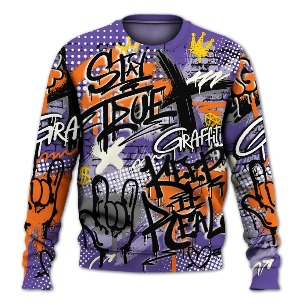 Sweatshirt To Match Air Max Waffle SP Voltage Purple - True It Real Graffiti Streetwear All Over Print