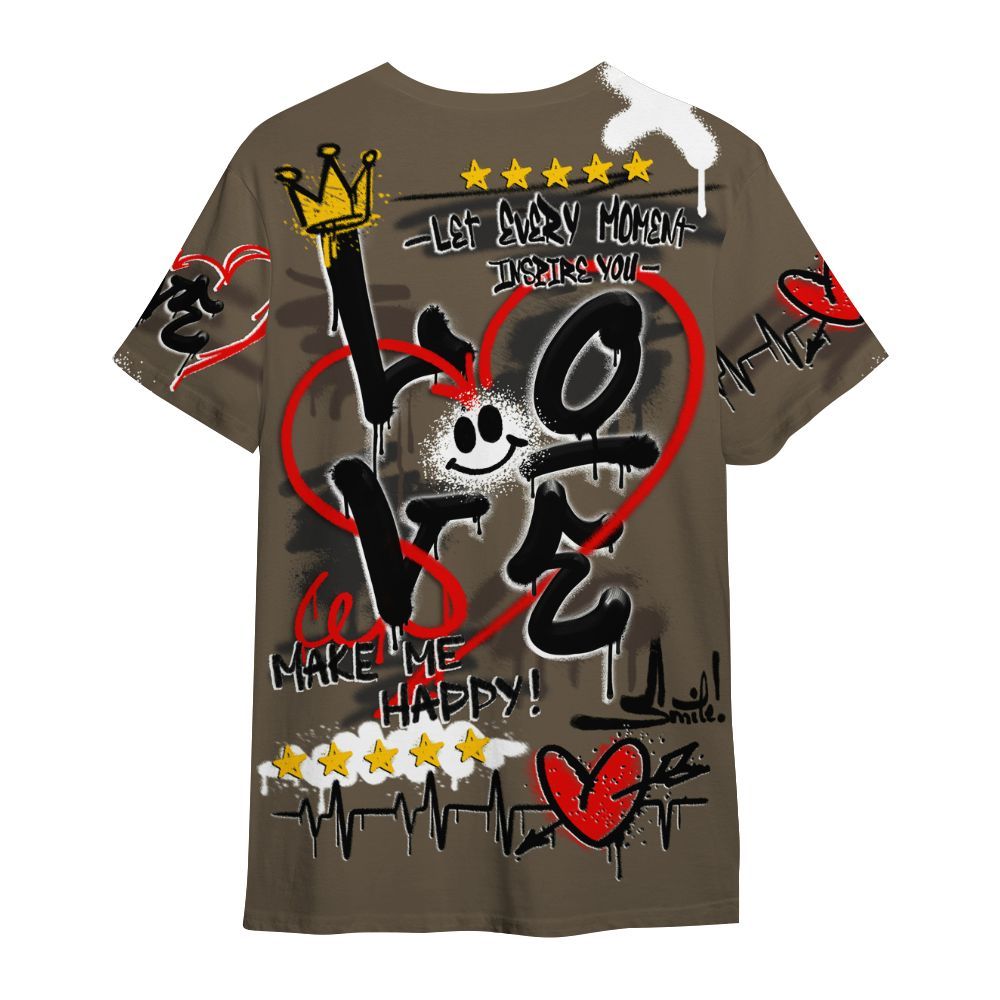 Shirt To Match AMM Dark Mocha 4s - Happy Love Beats Graffiti Streetwear All Over Print