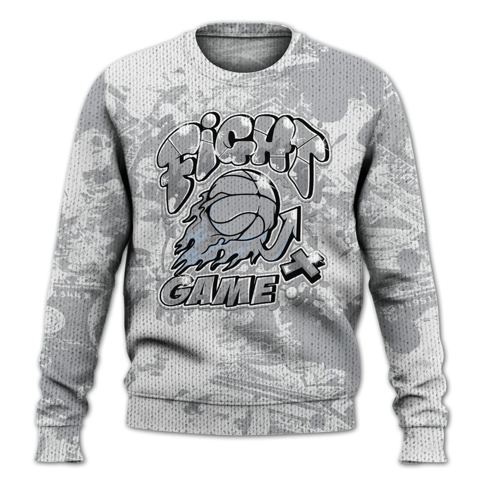 Knitted Sweater To Match Low OG Wolf Grey 1s - Fighter Games Graphic Street Art