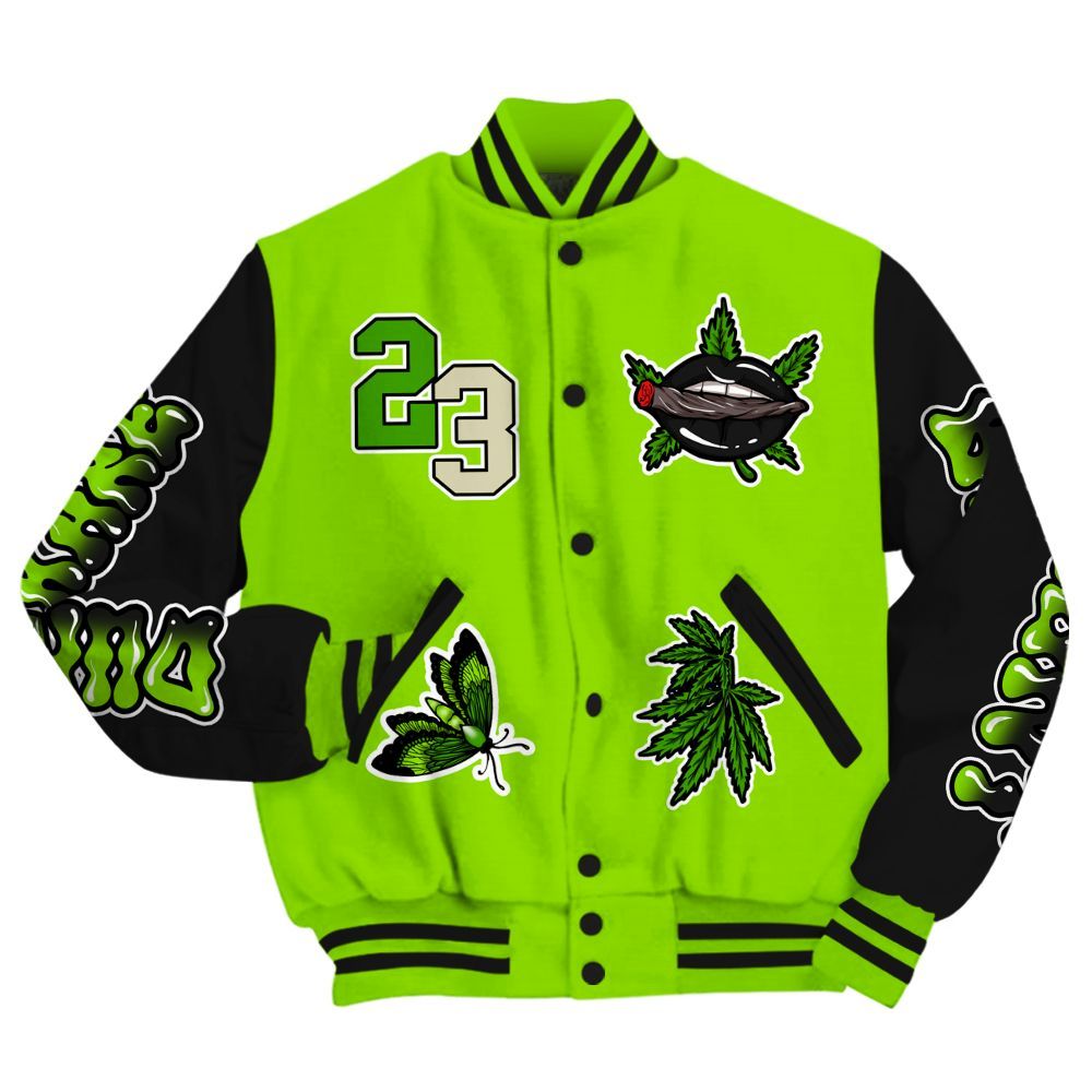 Varsity Jacket To Match Electric Green 6s - Bluntz Unique All Over Print