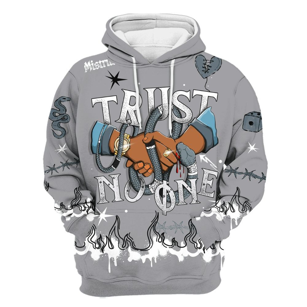 Hoodie To Match Retro Light Graphite Wolf Grey 5s - Trust No One Snake-Bite Doodle Crayon All Over Print