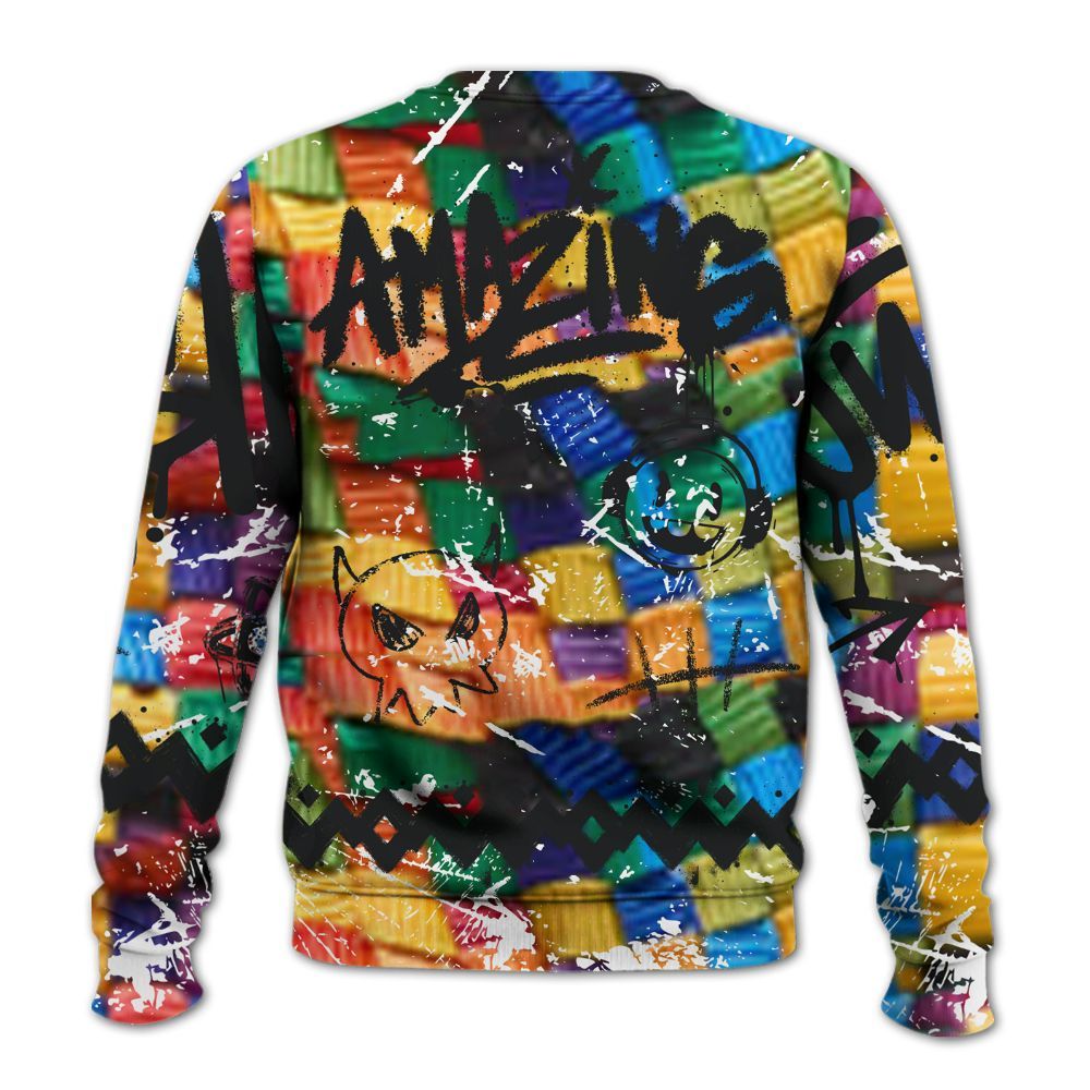 Sweatshirt To Match Air Rainbow Weave - Friday Sneaker Crayon All Over Print
