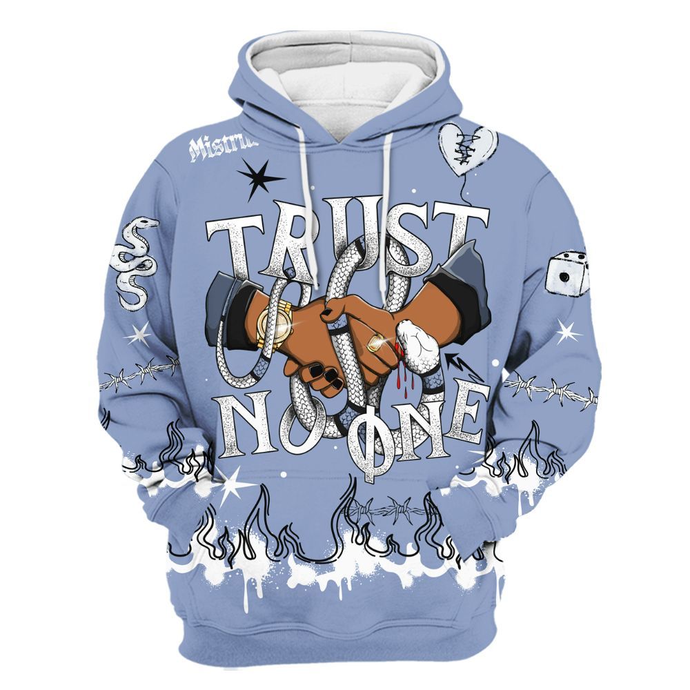 Hoodie To Match Retro Blue Grey 13s - Trust No One Snake-Bite Doodle Crayon All Over Print