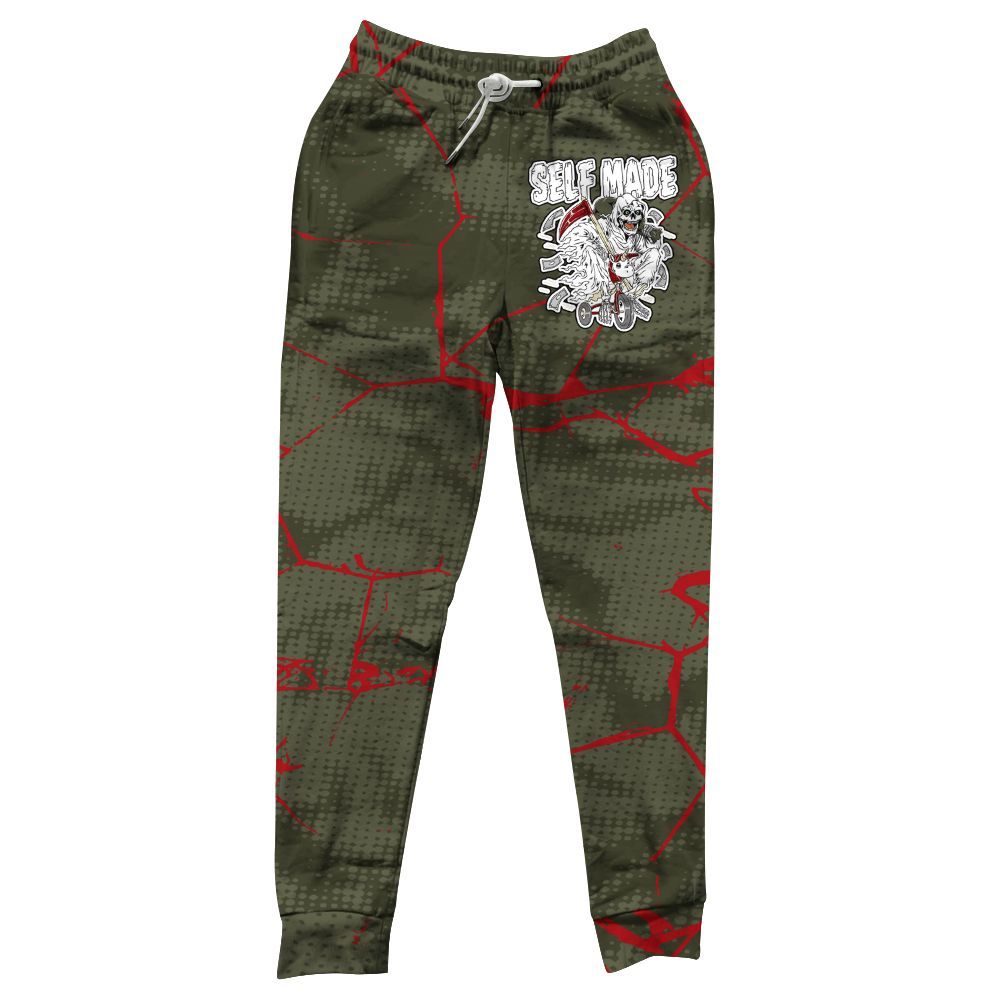 Sweatpant To Match Travis Scott Low OG Medium Olive 1s - Self Made Skeleton Crack All Over Print