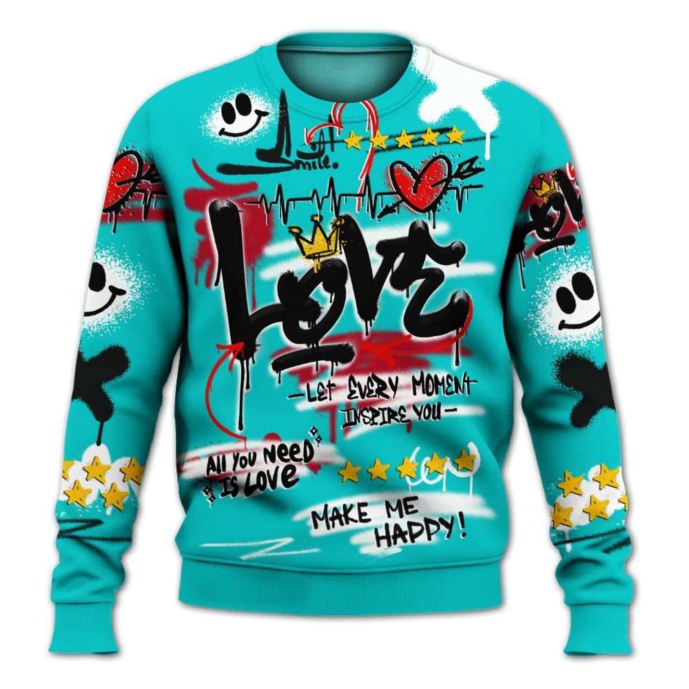 Sweatshirt To Match Air Griffey Max 1 Freshwater - Happy Love Beats Graffiti Streetwear All Over Print