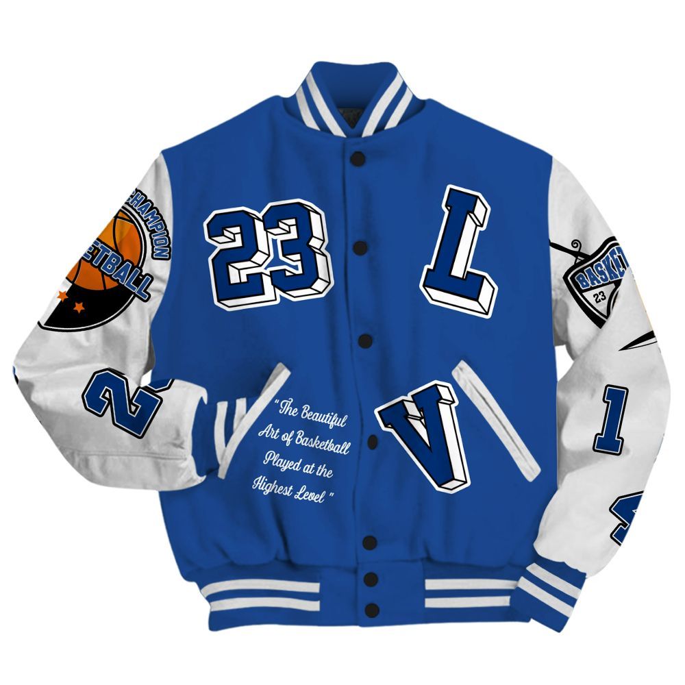 Varsity Jacket To Match High OG True Blue 1s - The GOAT Got Em Streetwear All Over Print