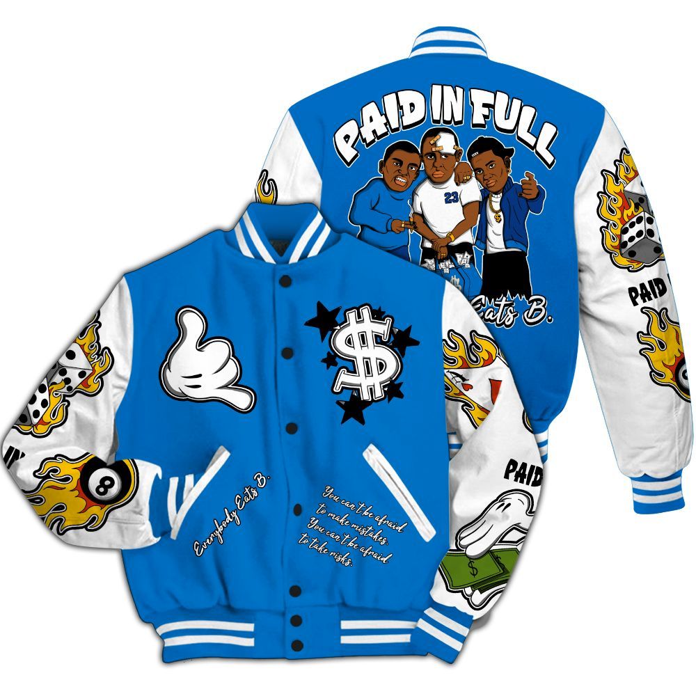 Varsity Jacket To Match Blueberry 12s - Funny Everybody Paid In Full Graphic All Over Print