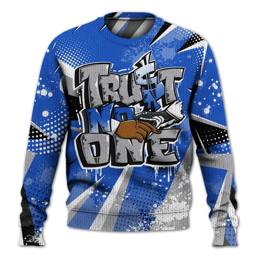 Knitted Sweater To Match Retro Stealth 5s - Poly Trust No One Dripping