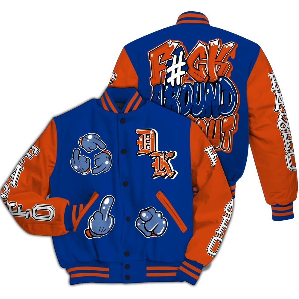 Varsity Jacket To Match Mid Knicks 1s - F Around Find Out Graphic All Over Print
