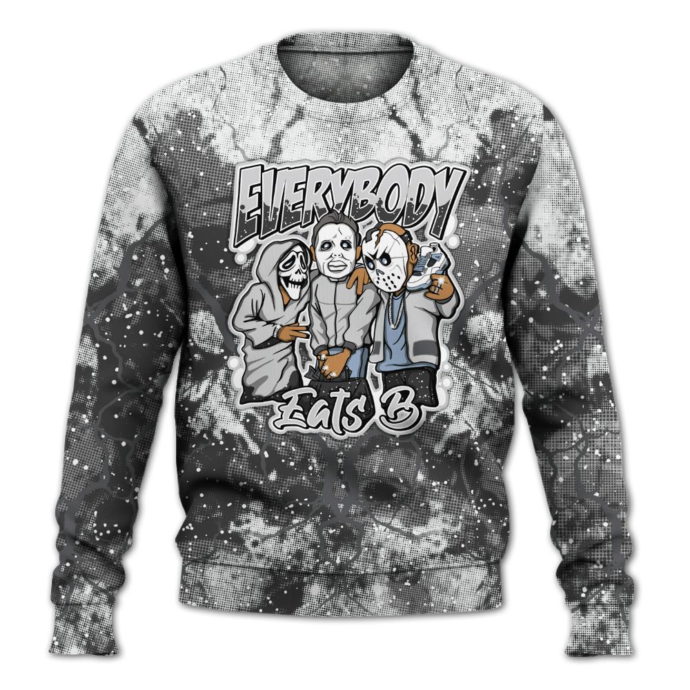 Sweatshirt To Match Reverse Black White 6s - Everybody Eatin B Graphic Halloween All Over Print