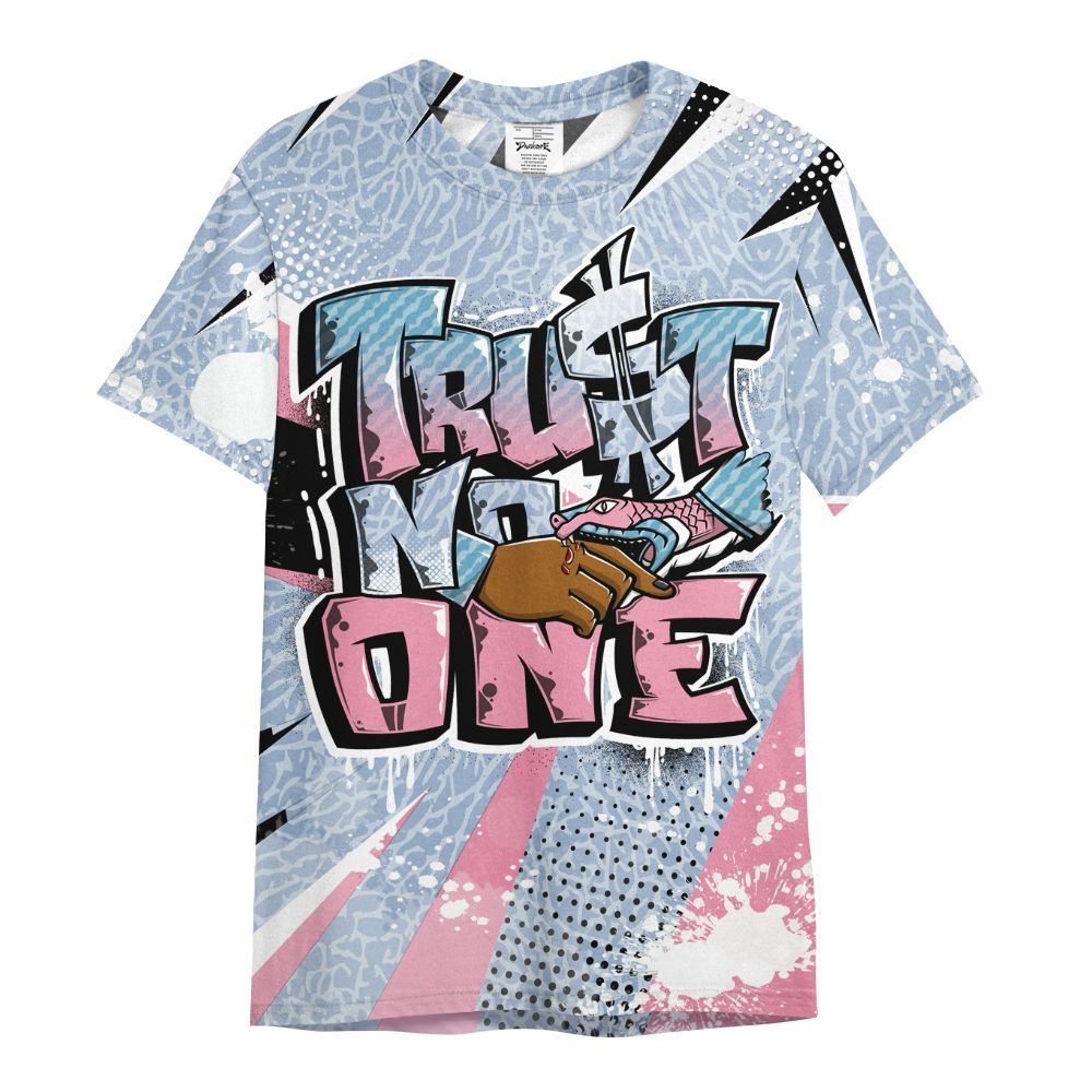 Shirt To Match Denim Pink Glow 3s - Poly Trust No One Dripping All Over Print