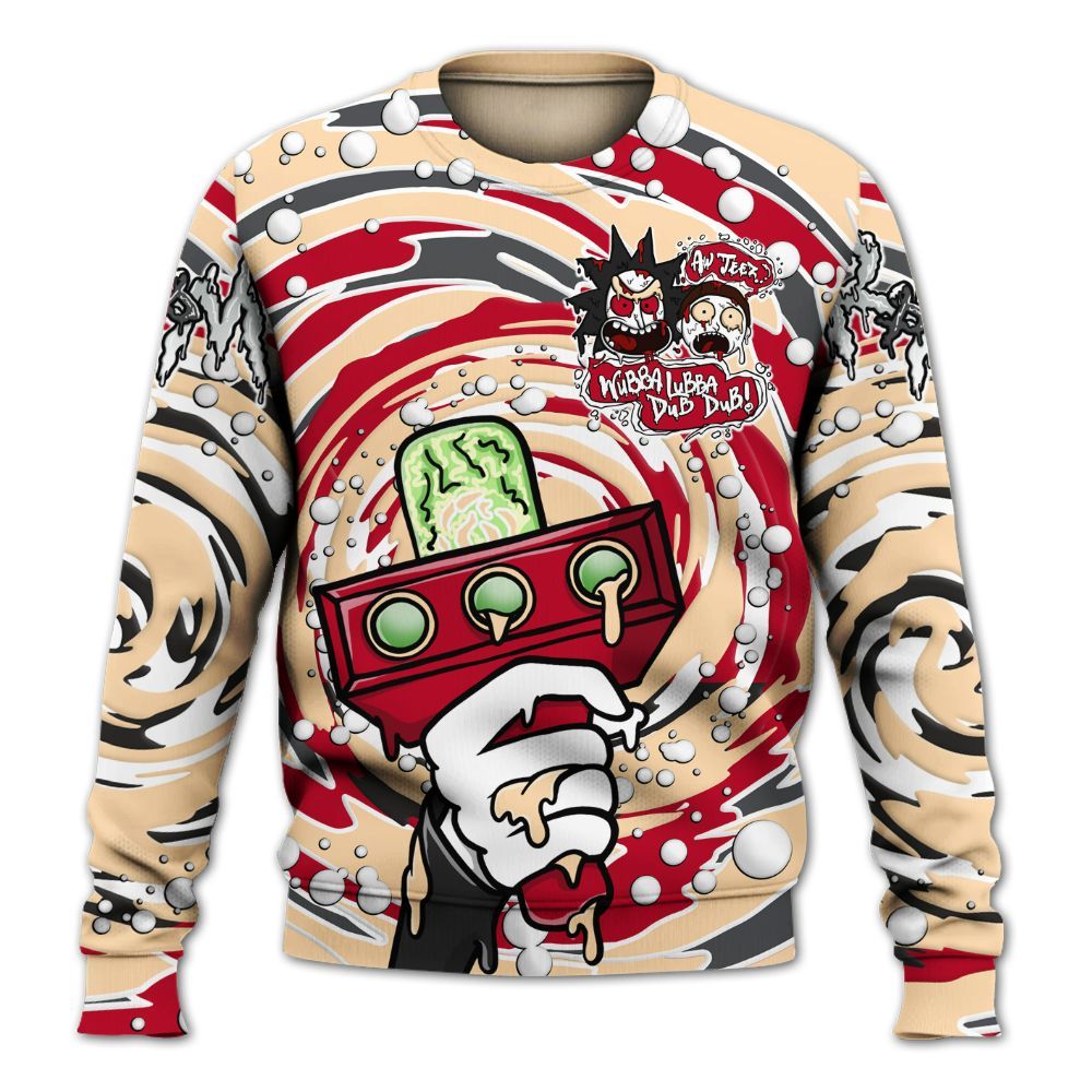 Sweatshirt To Match Retro Pizza GS 4s - Wubba Rick Drip All Over Print
