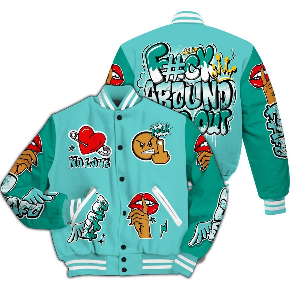 Varsity Jacket To Match KD 4 Easter Mint Candy - FK Around Find Out All Over Print