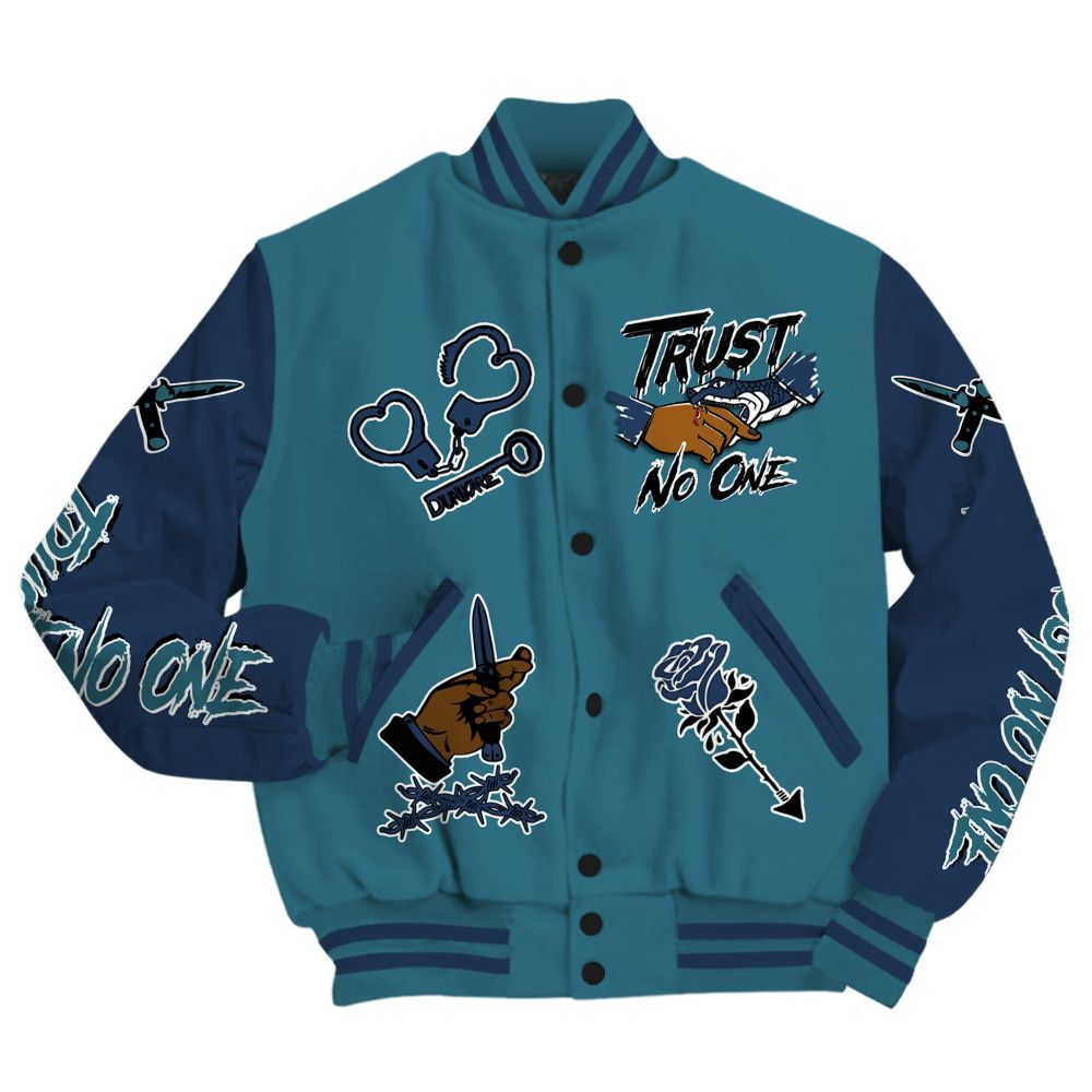 Varsity Jacket To Match Air Foamposite Kazuya Mishima - Trust No One Dripping All Over Print