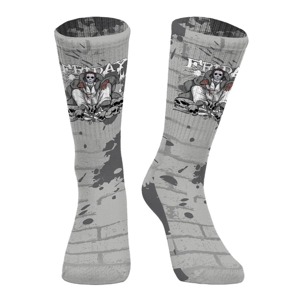 Sock To Match Retro Wet Cement 4s - Friday Halloween Brick