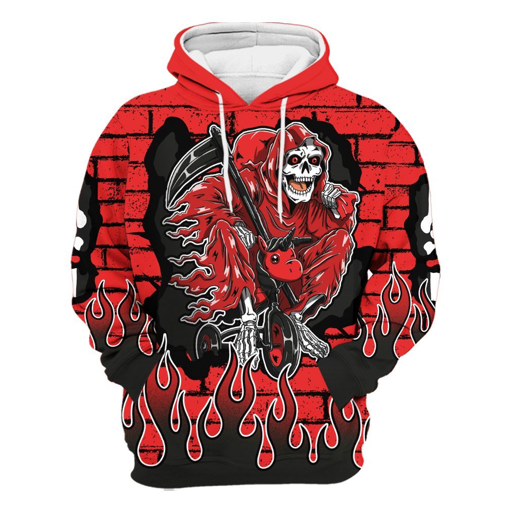 Hoodie To Match Red Thunder 4s - Self Make Skeleton Crashed All Over Print