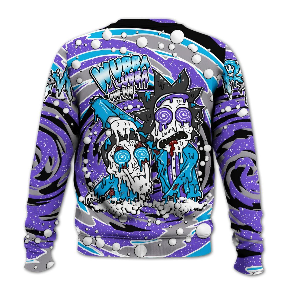 Sweatshirt To Match Retro Aqua 8s - Wubba Rick Drip All Over Print