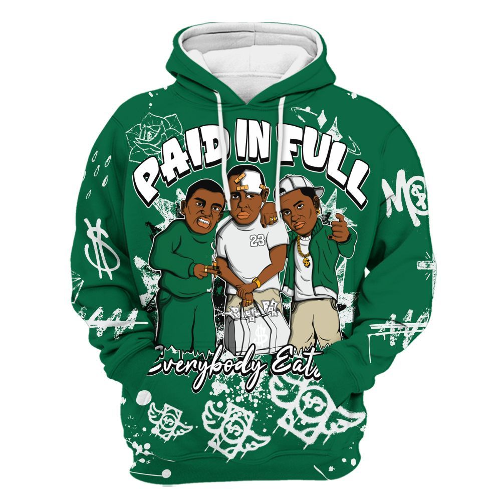 Hoodie To Match Pine Green 4s - Everybody Paid In Full Crayon All Over Print