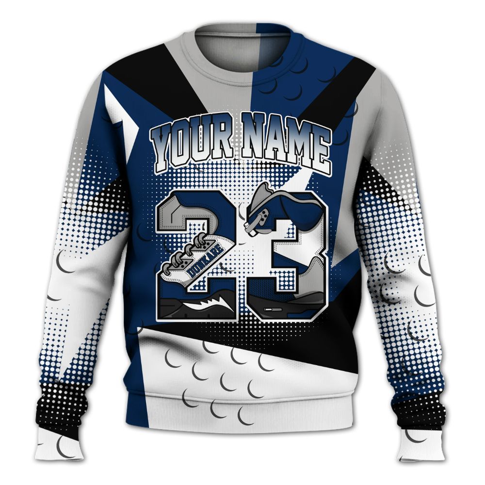 Sweatshirt To Match SB White Navy 4s - Poly Custom Name Number 23 5s All Over Print
