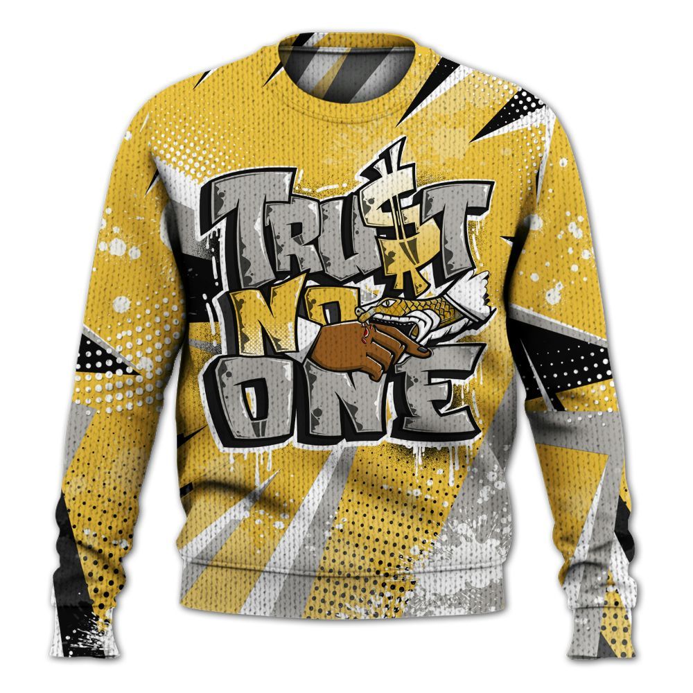 Knitted Sweater To Match Low Yellow Python 11s - Poly Trust No One Dripping