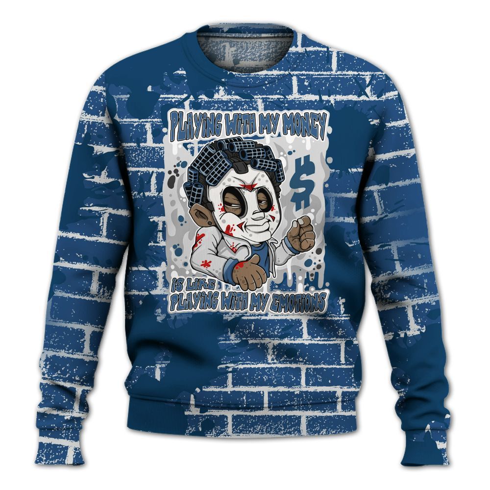 Sweatshirt To Match High OG Midnight Navy 1s - Playing With My Money Graphic Halloween All Over Print