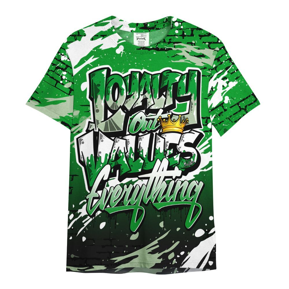 Shirt To Match Green Spark CJ1 T-Rex - Values Of Loyalty Drip All Over Print