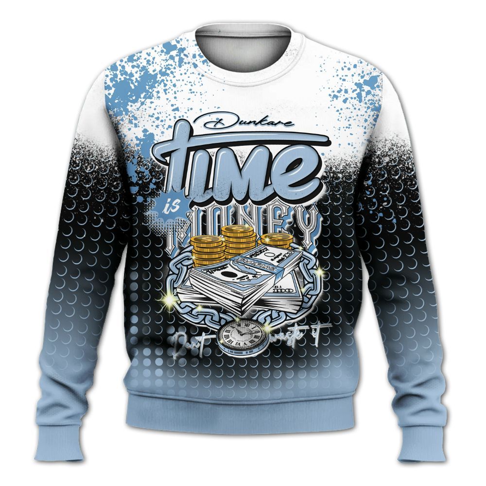 Sweatshirt To Match High University Blue 1s - Halftone Time Is Money All Over Print