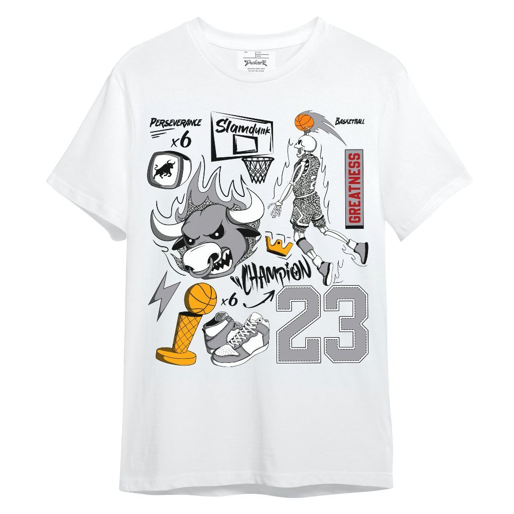 Shirt To Match Cement Grey 3s - 23 Doodle Basketball Legend Skeleton Unisex Shirt