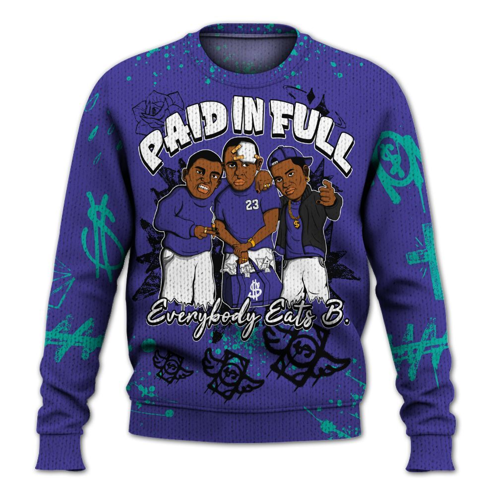 Sweater To Match Retro Grape 5s - Paid In Full Crayon Graphic