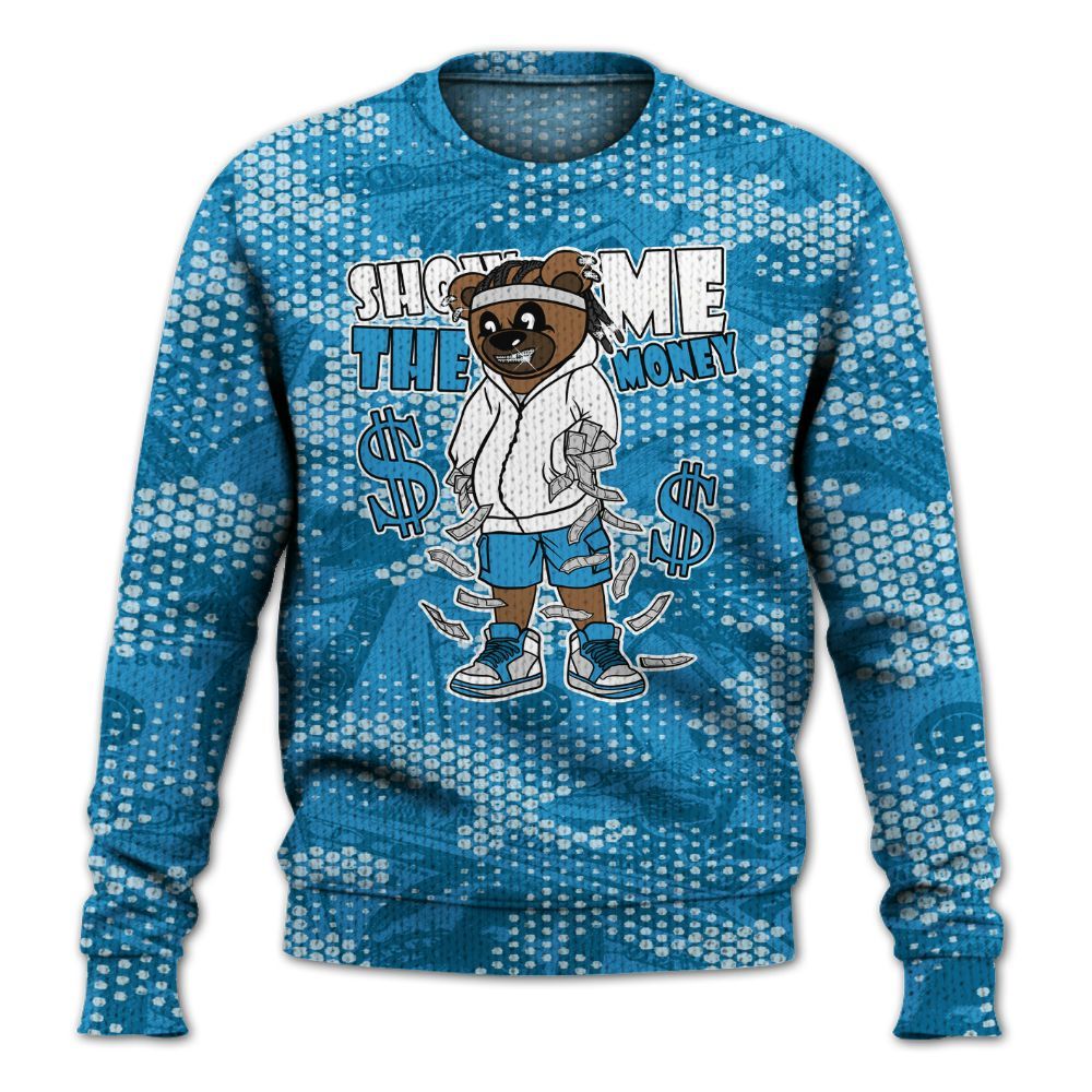 Knitted Sweater To Match Powder Blue 9s - Show Me Bear Banknotes Art